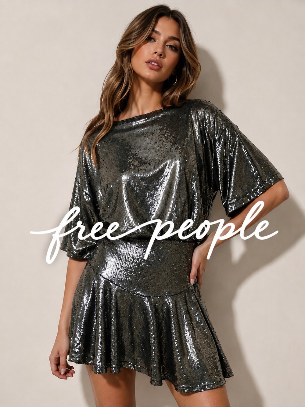 Free People Black Sequin Dress